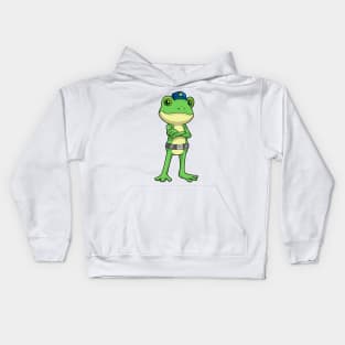 Frog as Police officer with Police hat Kids Hoodie